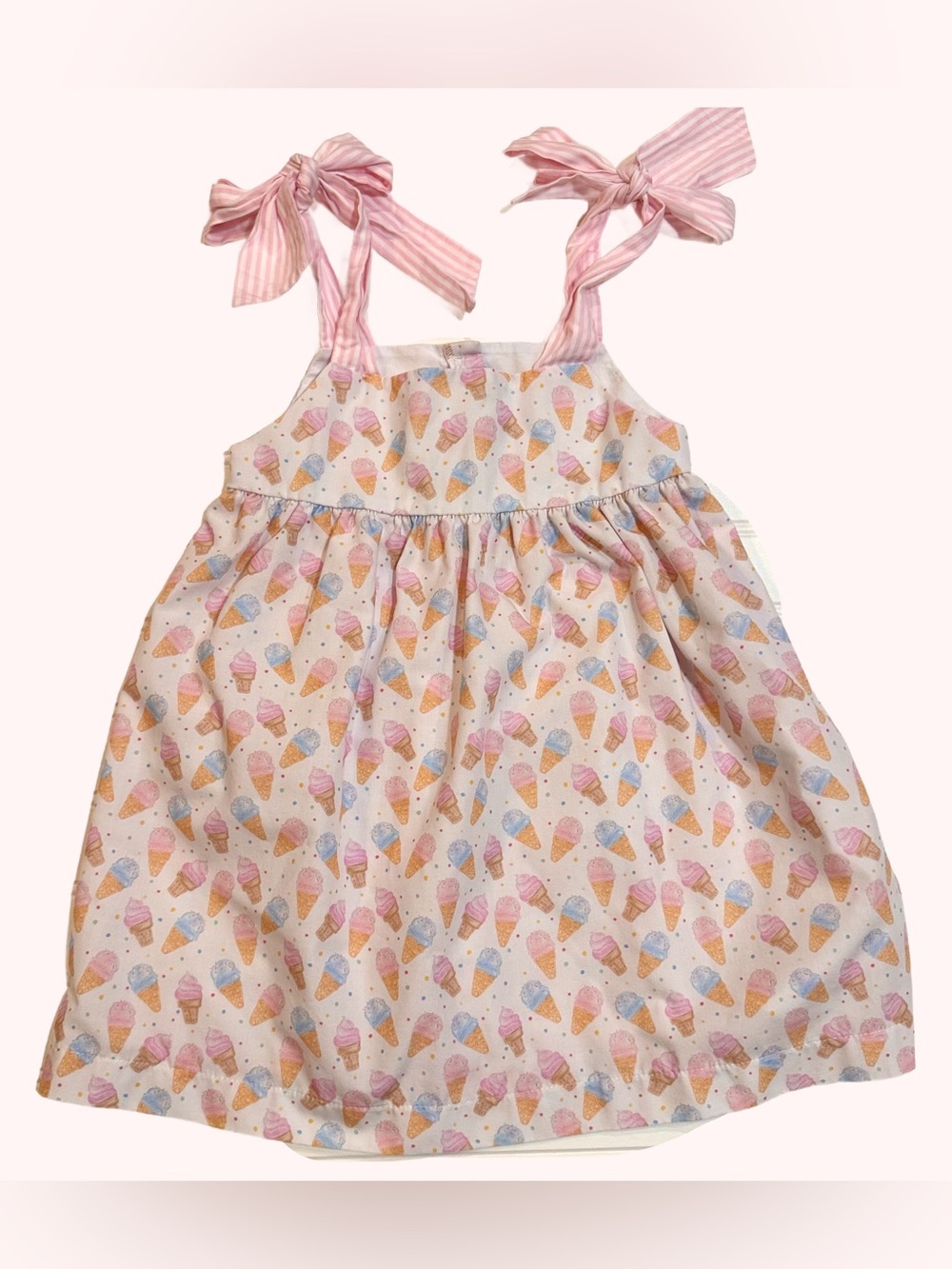 James & Lottie Girls 3T Ice Cream Print Tie Shoulder Dress Boutique Summer